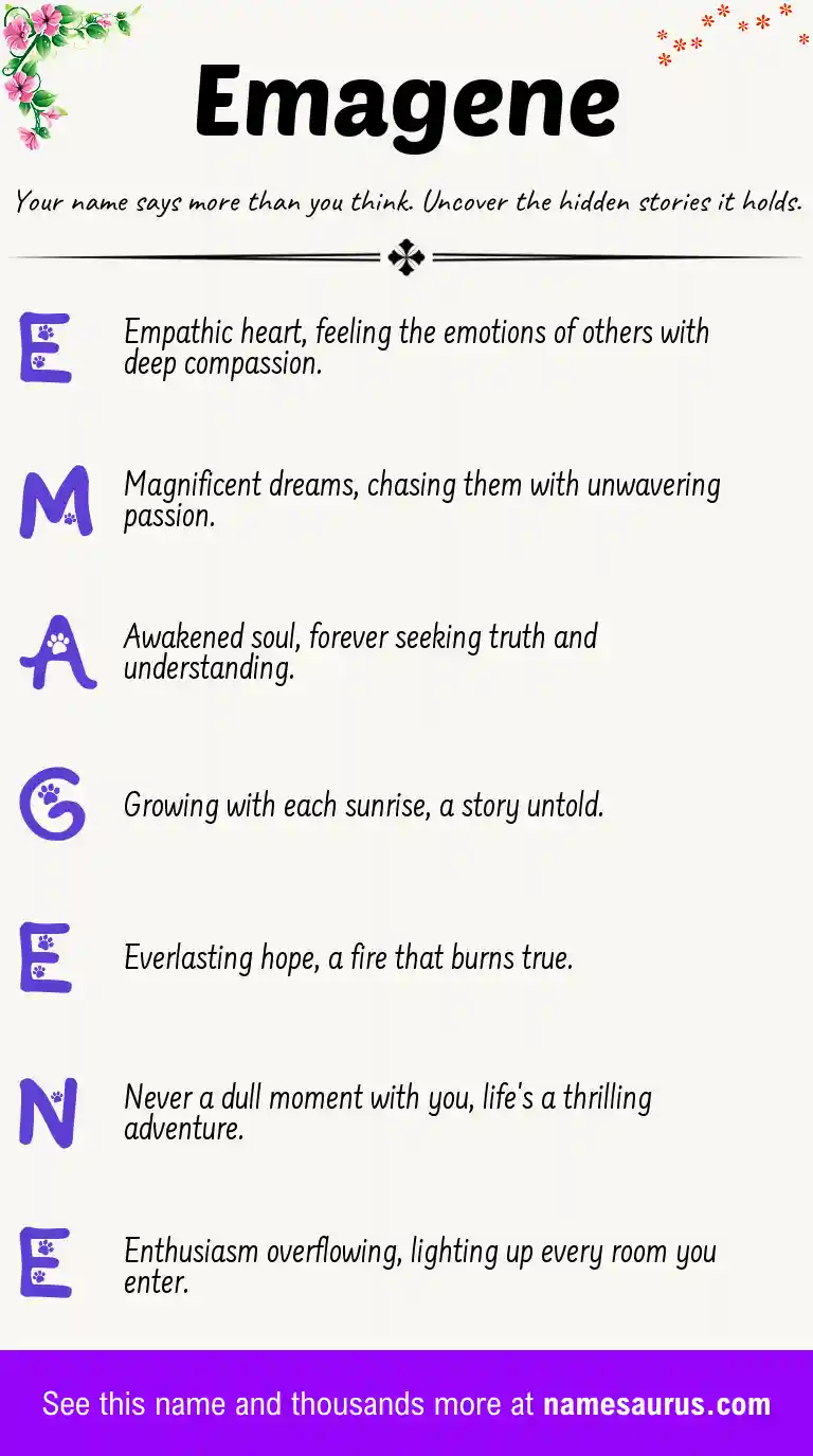 Acrostic poem about Emagene.