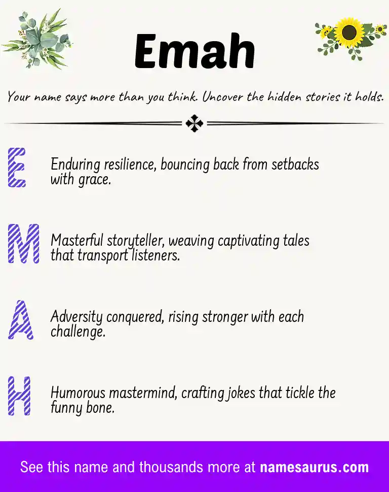 Acrostic poem about Emah.
