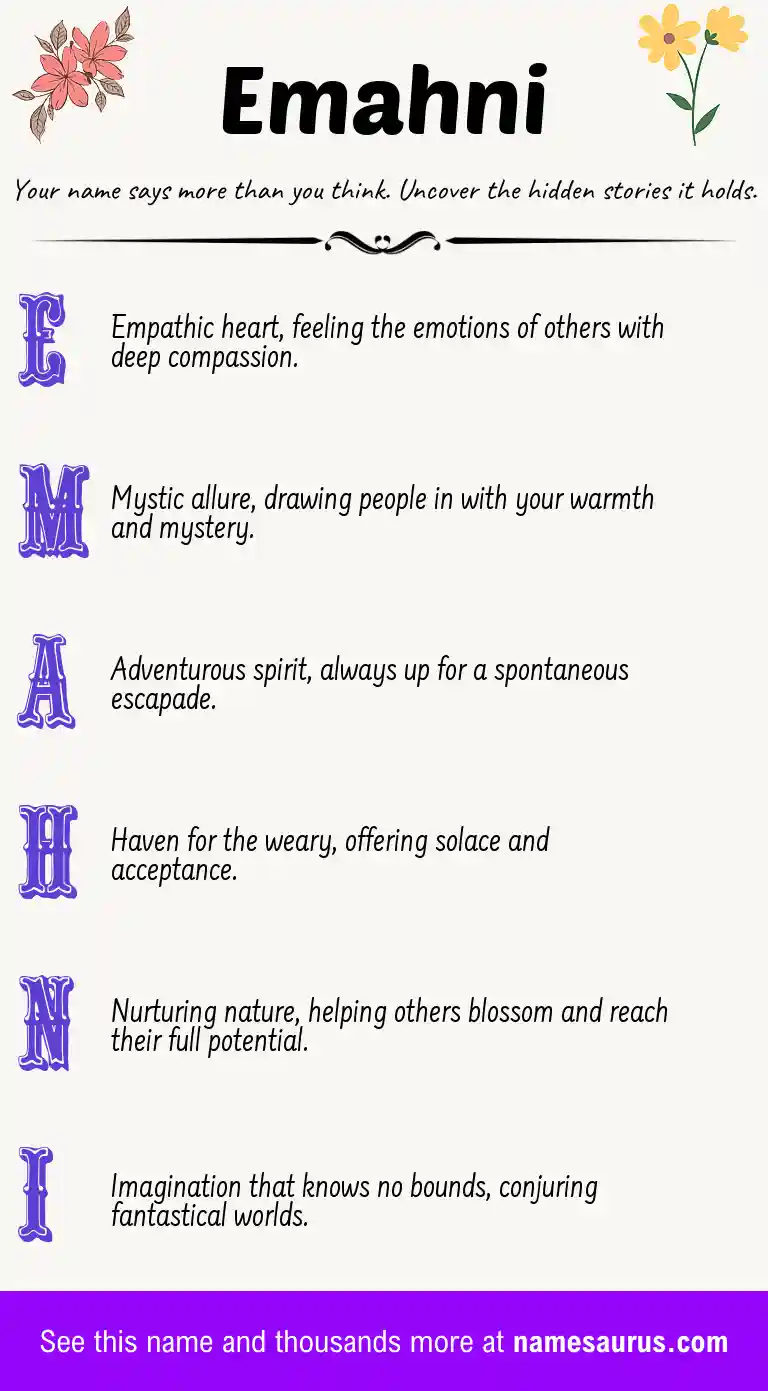 Acrostic poem about Emahni.