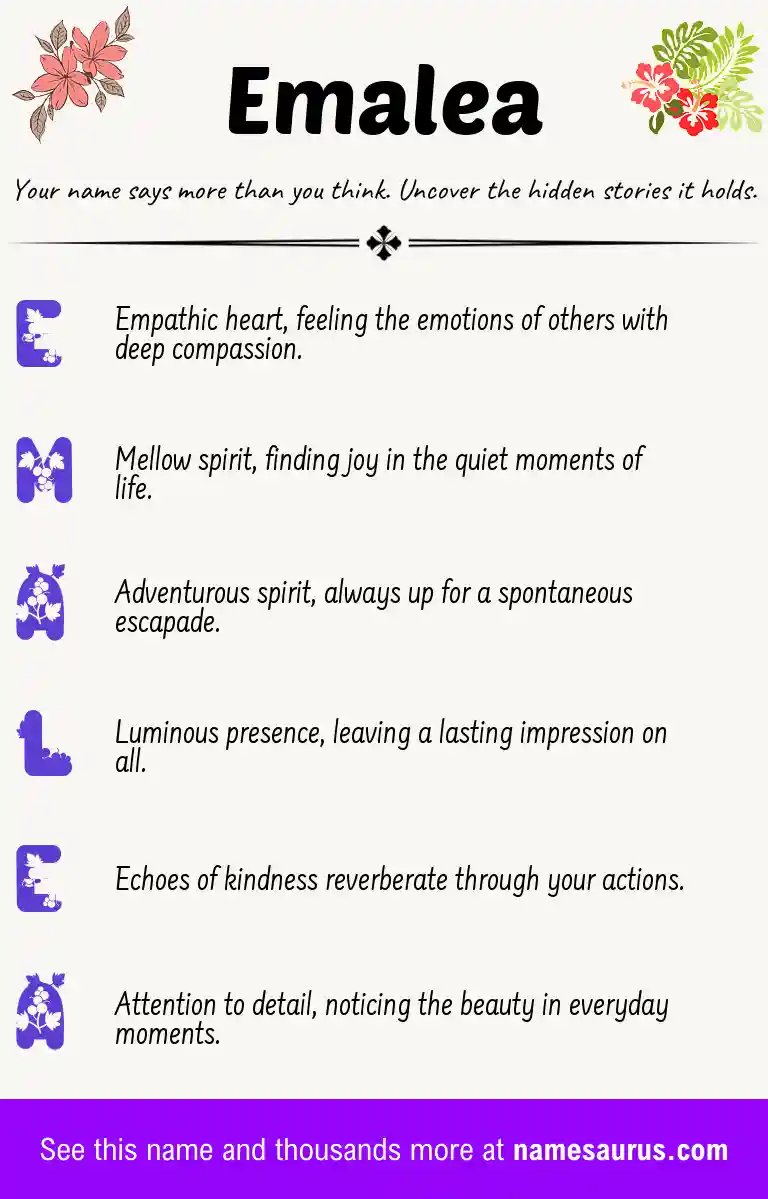 Acrostic poem about Emalea.