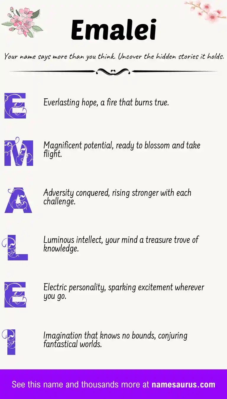 Acrostic poem about Emalei.
