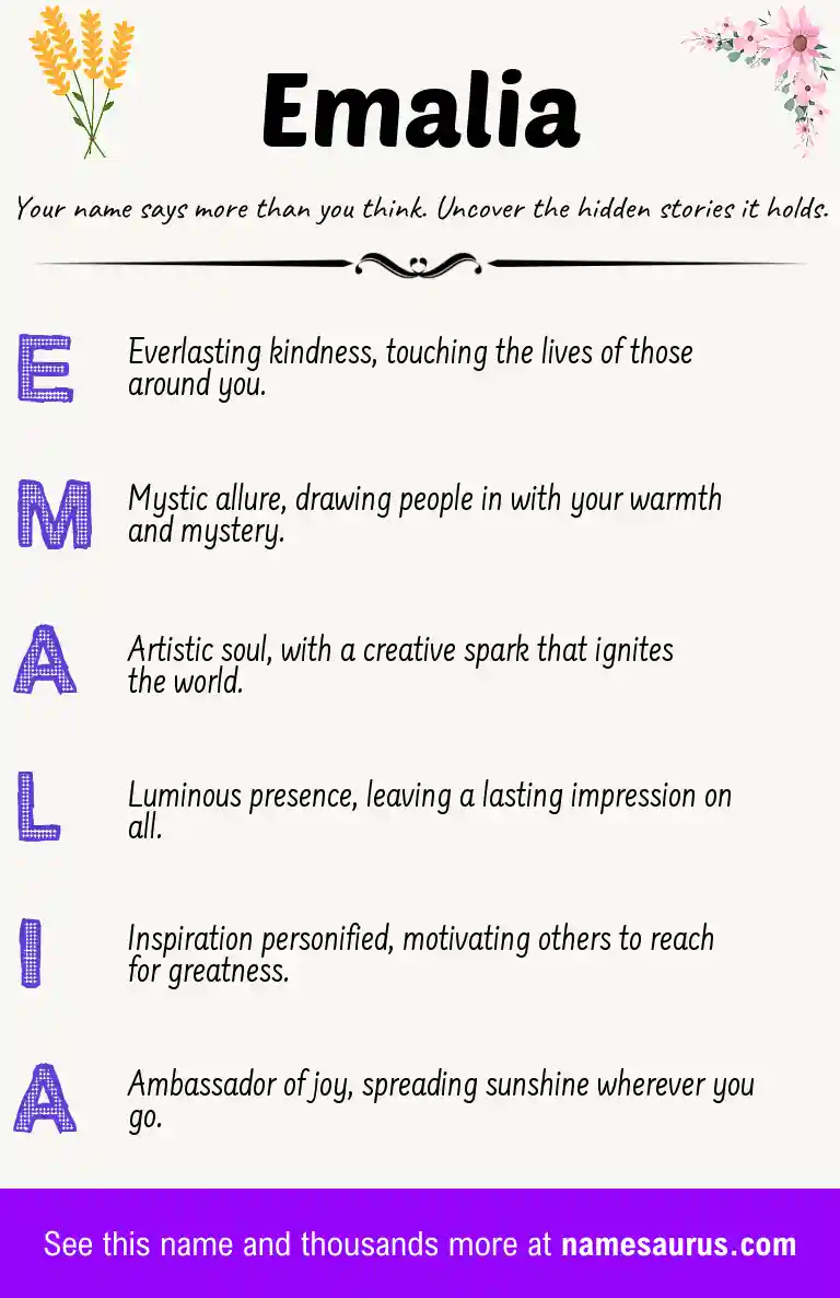 Acrostic poem about Emalia.