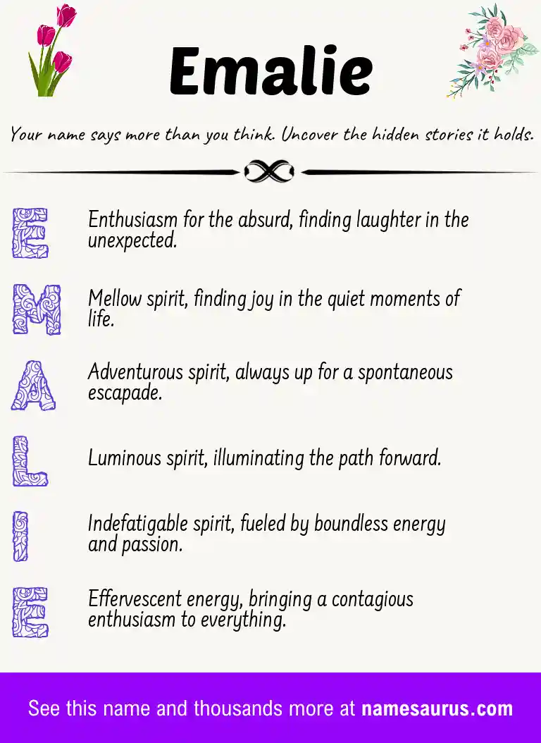 Acrostic poem about Emalie.