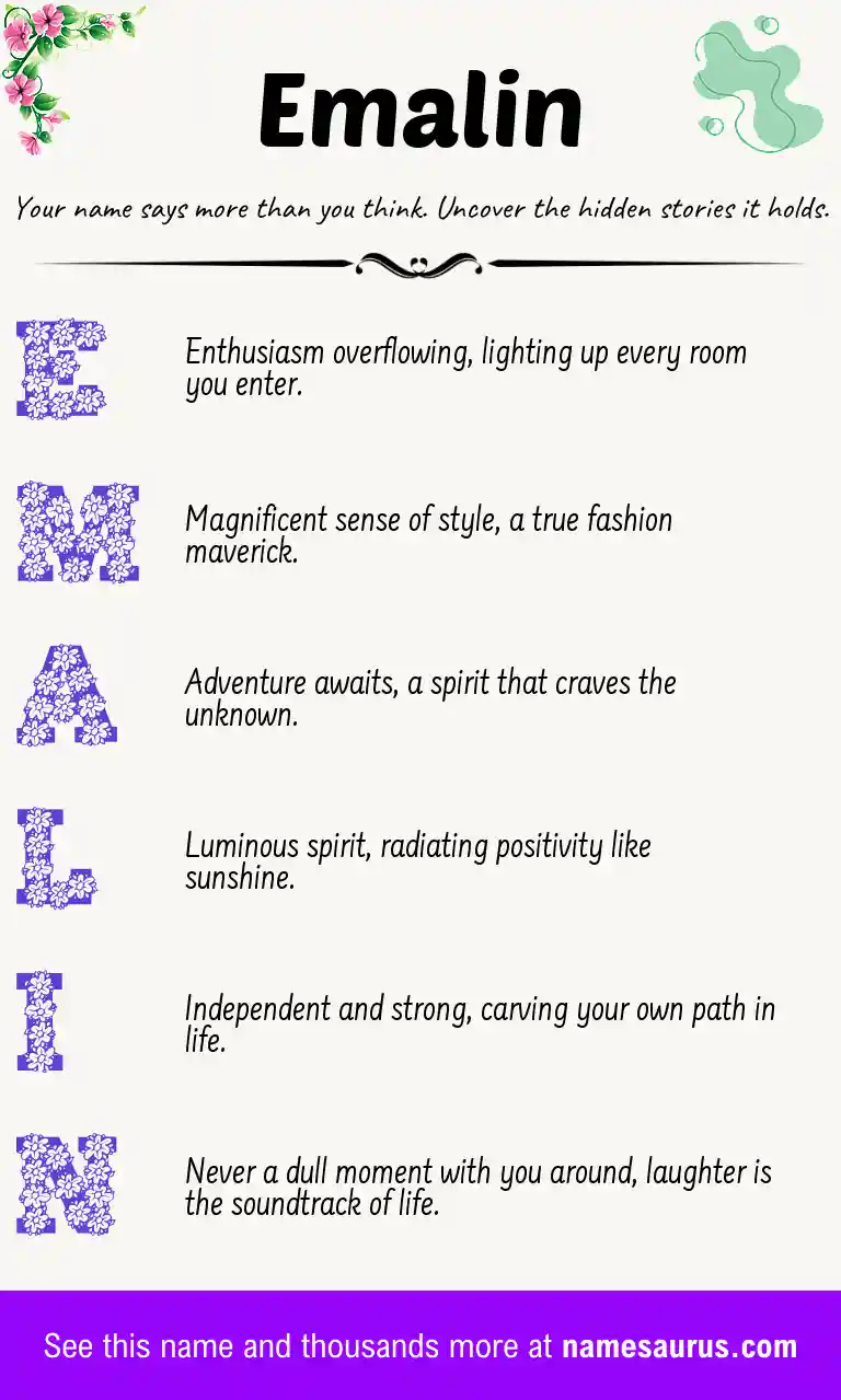 Acrostic poem about Emalin.