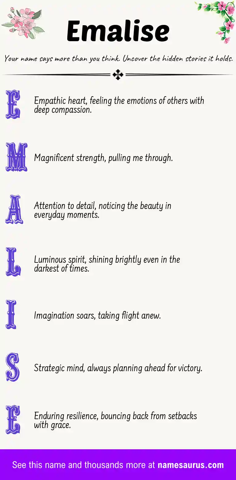 Acrostic poem about Emalise.