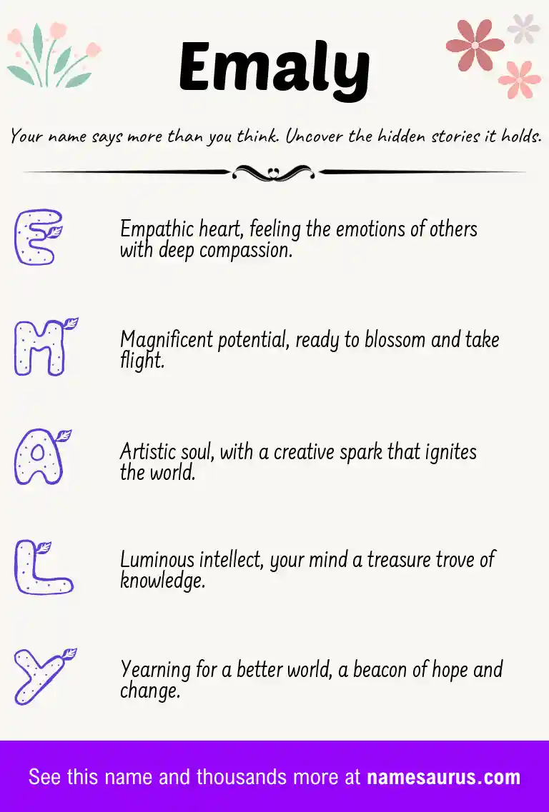 Acrostic poem about Emaly.