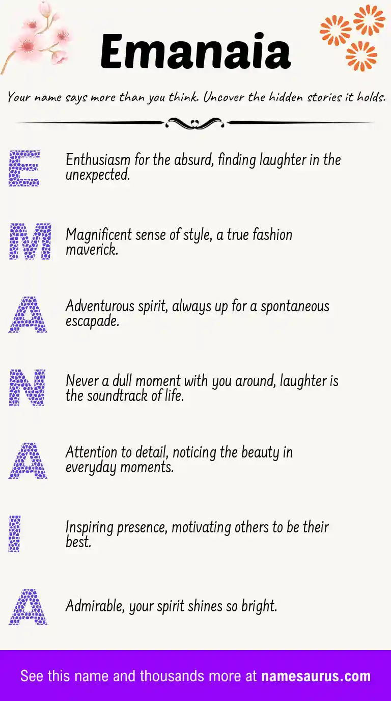 Acrostic poem about Emanaia.