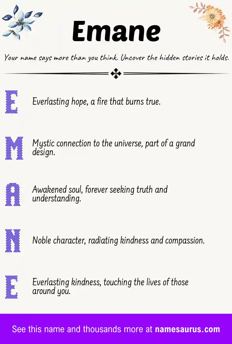Acrostic poem about Emane.