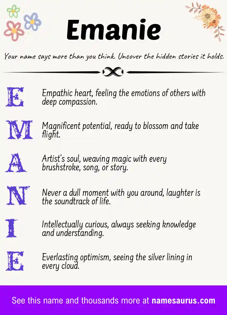 Acrostic poem about Emanie.