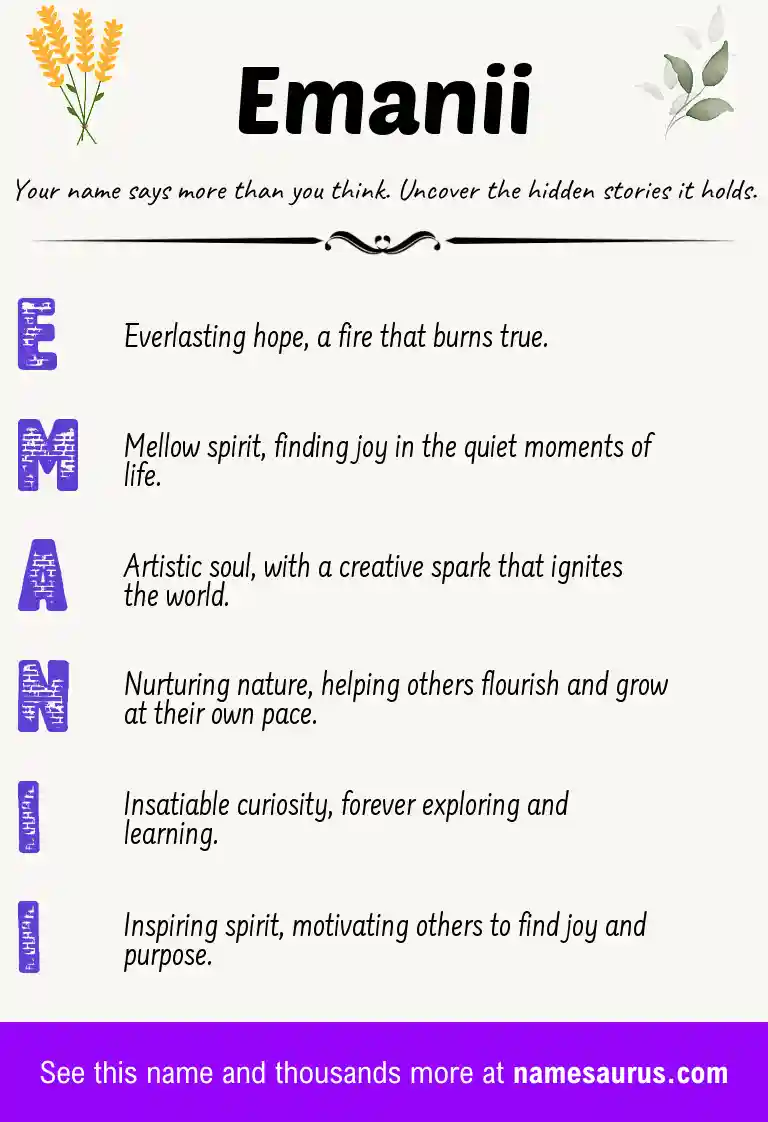 Acrostic poem about Emanii.