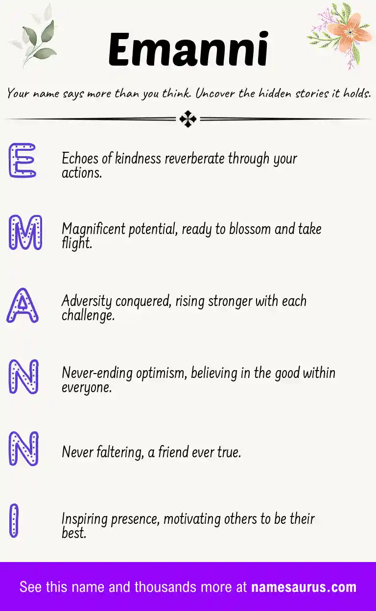 Acrostic poem about Emanni.