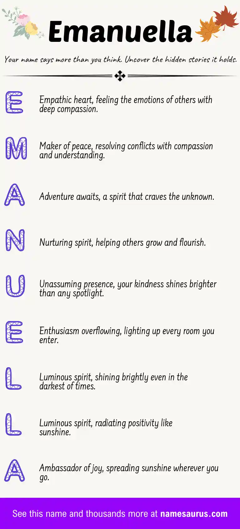 Acrostic poem about Emanuella.