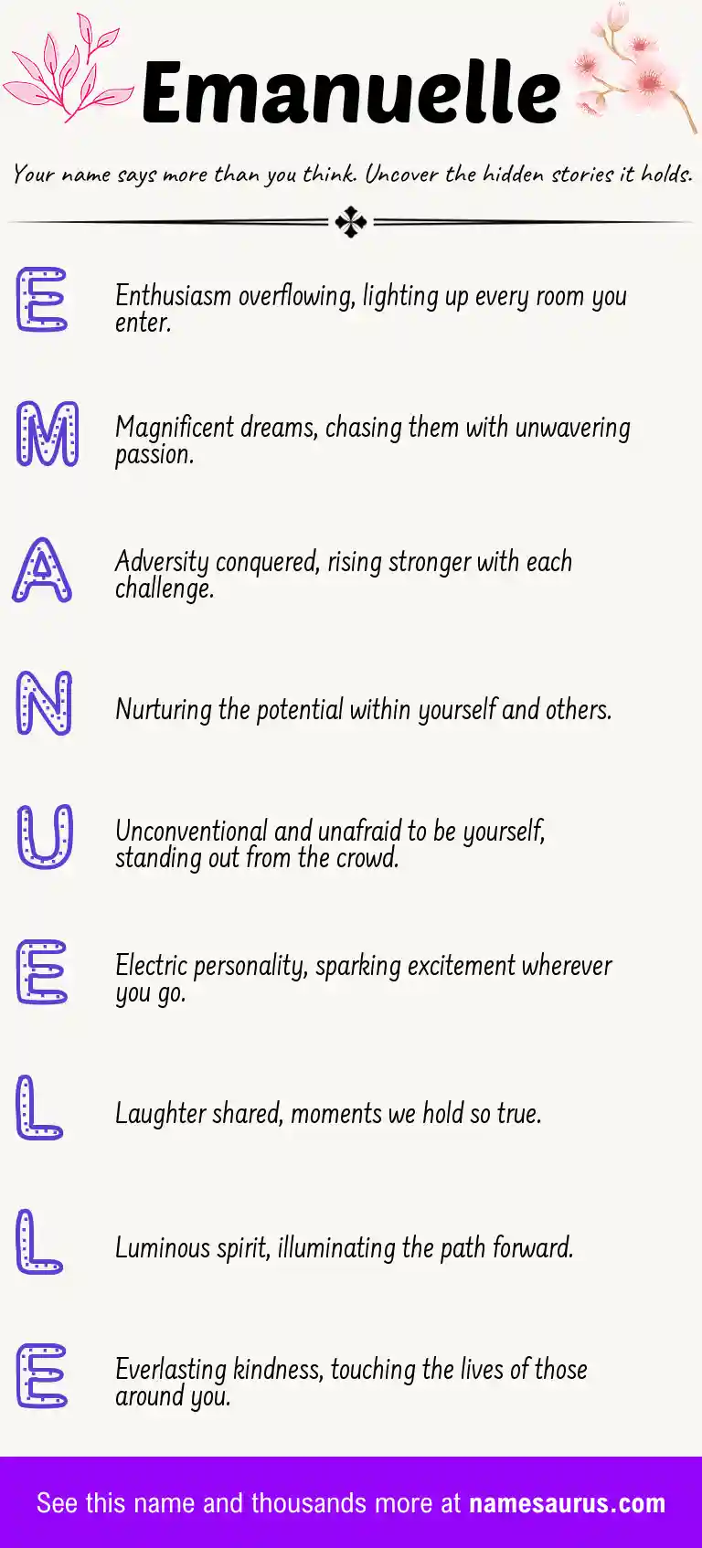 Acrostic poem about Emanuelle.