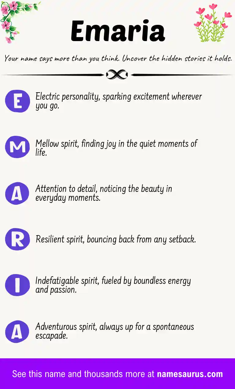 Acrostic poem about Emaria.