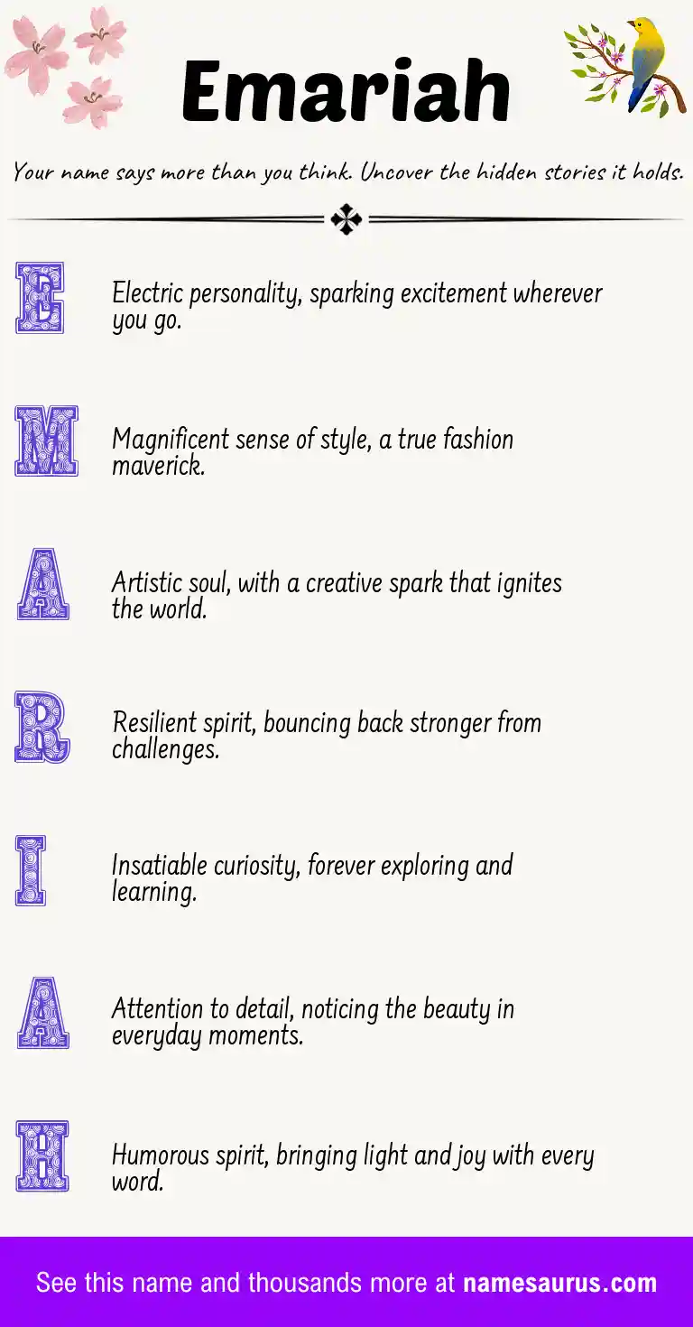 Acrostic poem about Emariah.