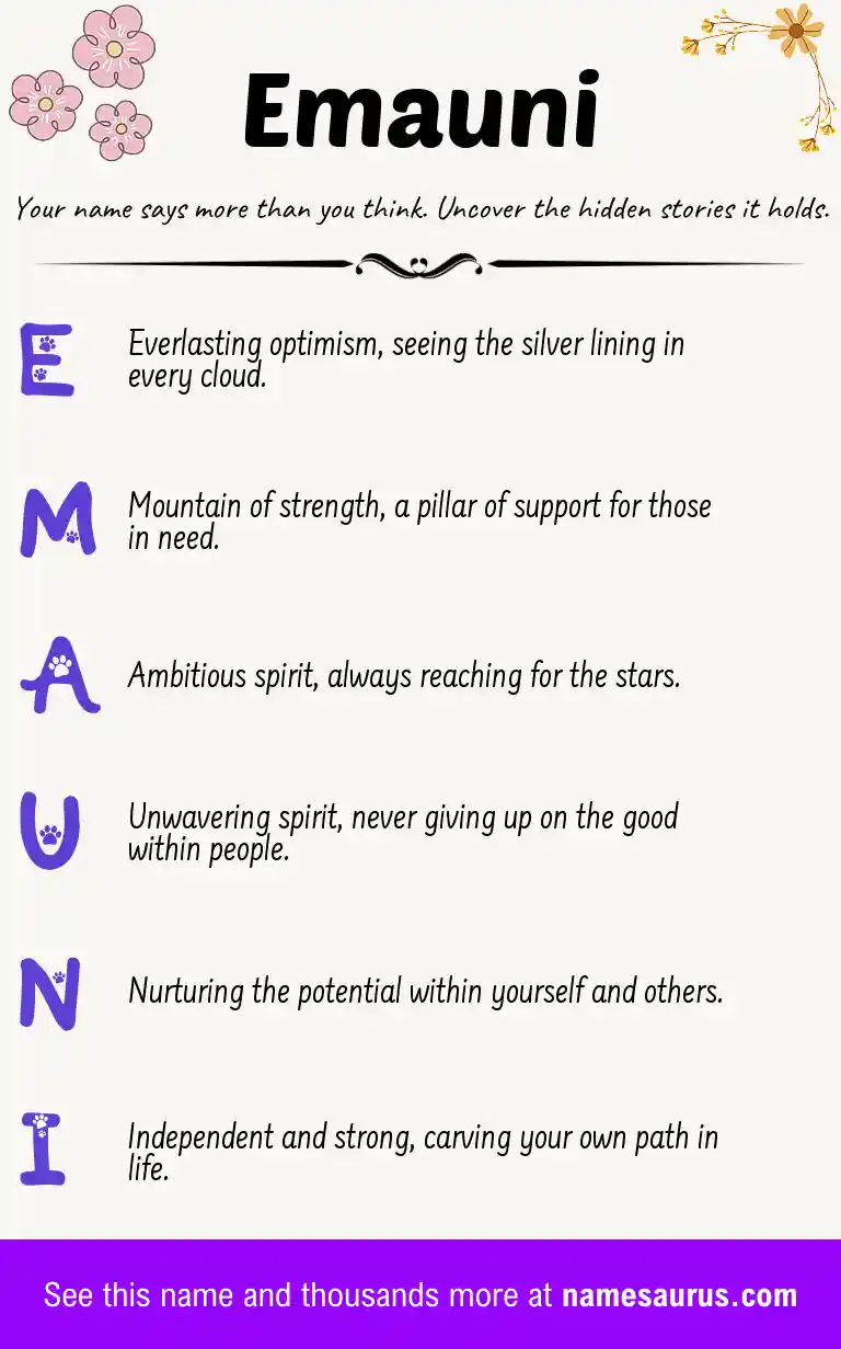 Acrostic poem about Emauni.