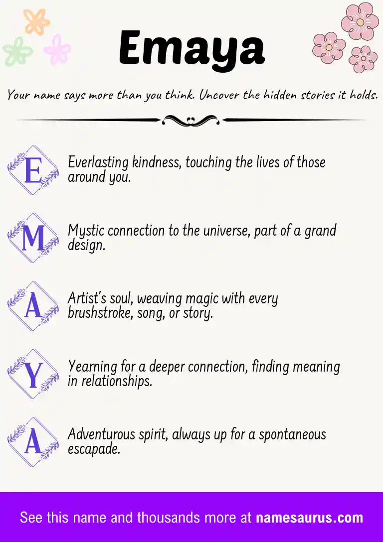Acrostic poem about Emaya.