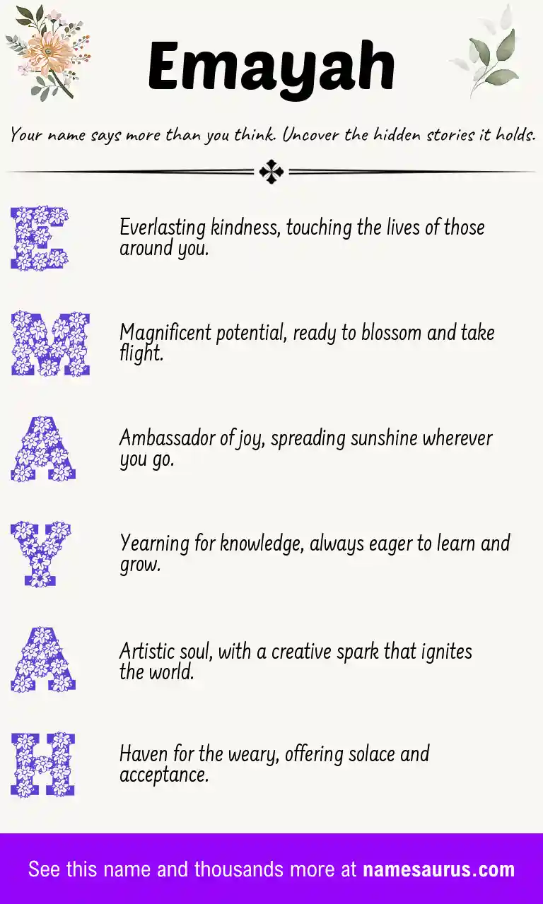 Acrostic poem about Emayah.