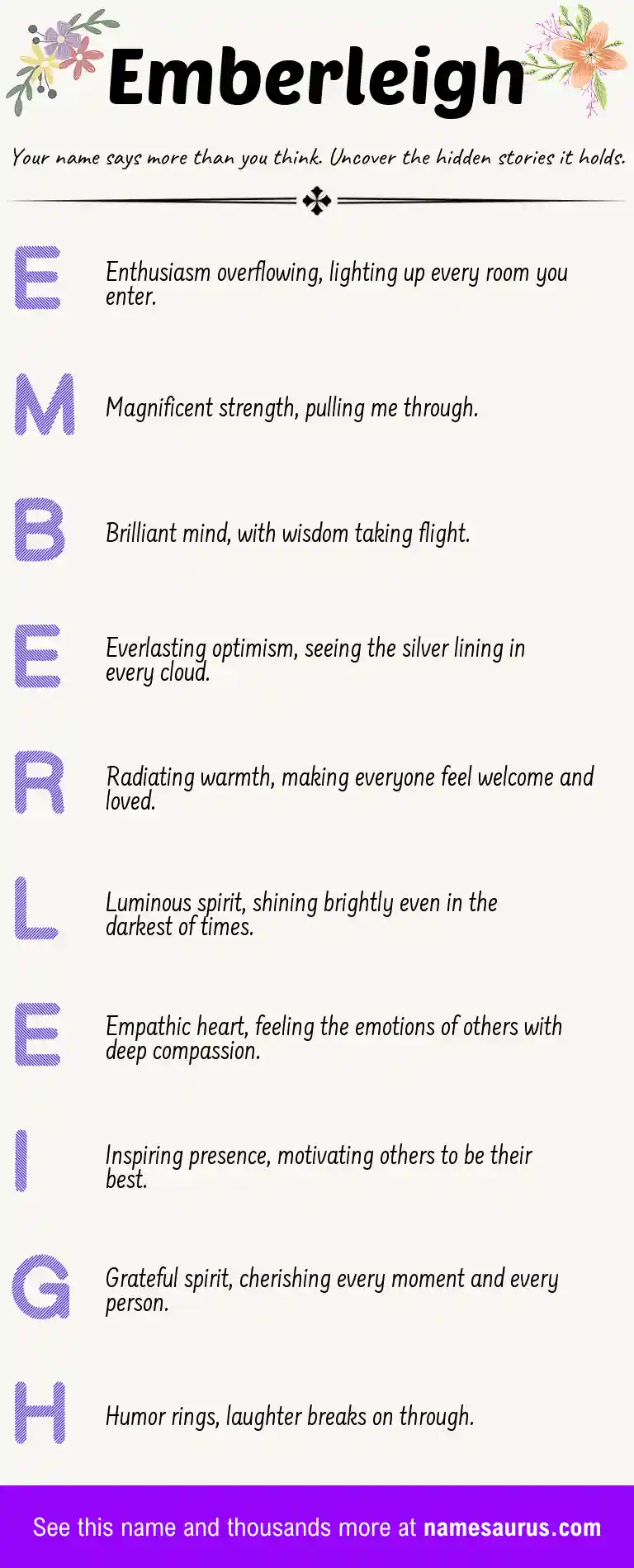 Acrostic poem about Emberleigh.