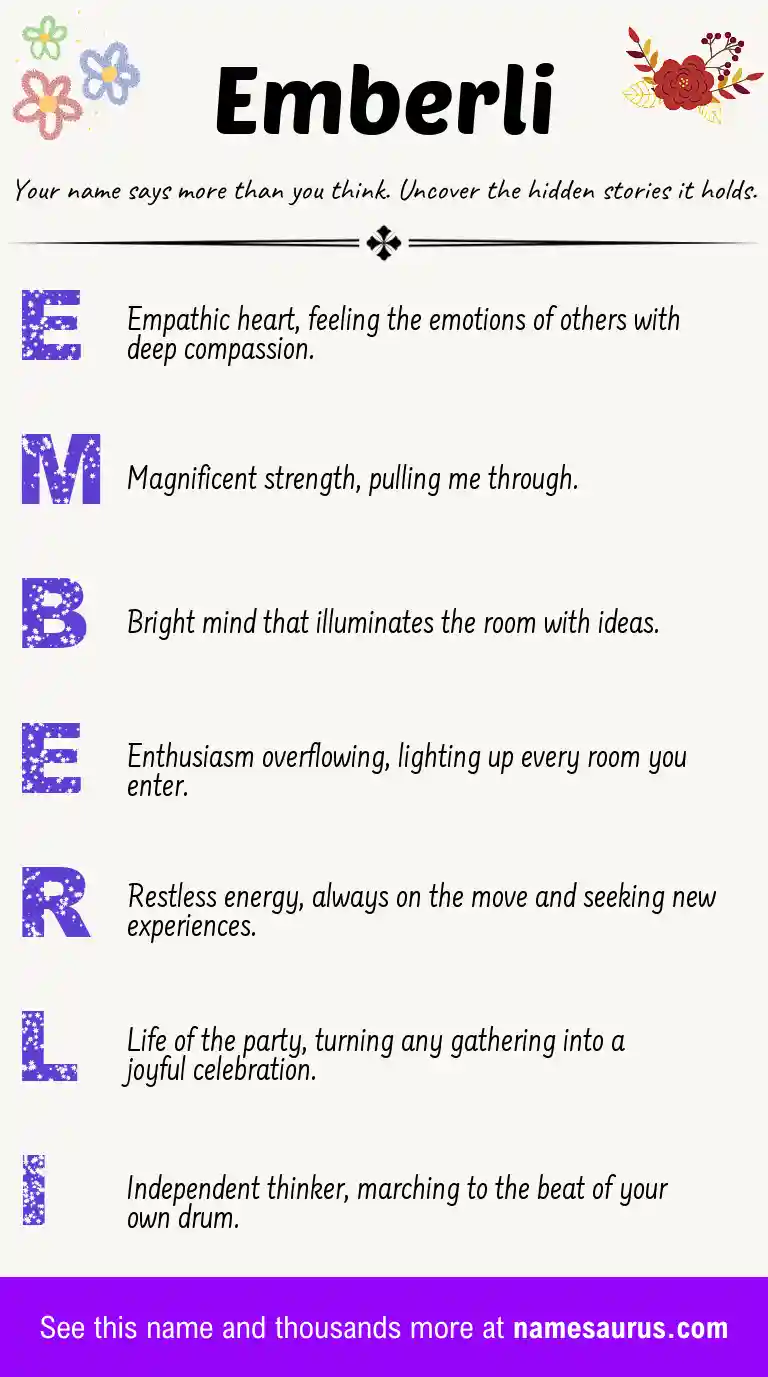 Acrostic poem about Emberli.