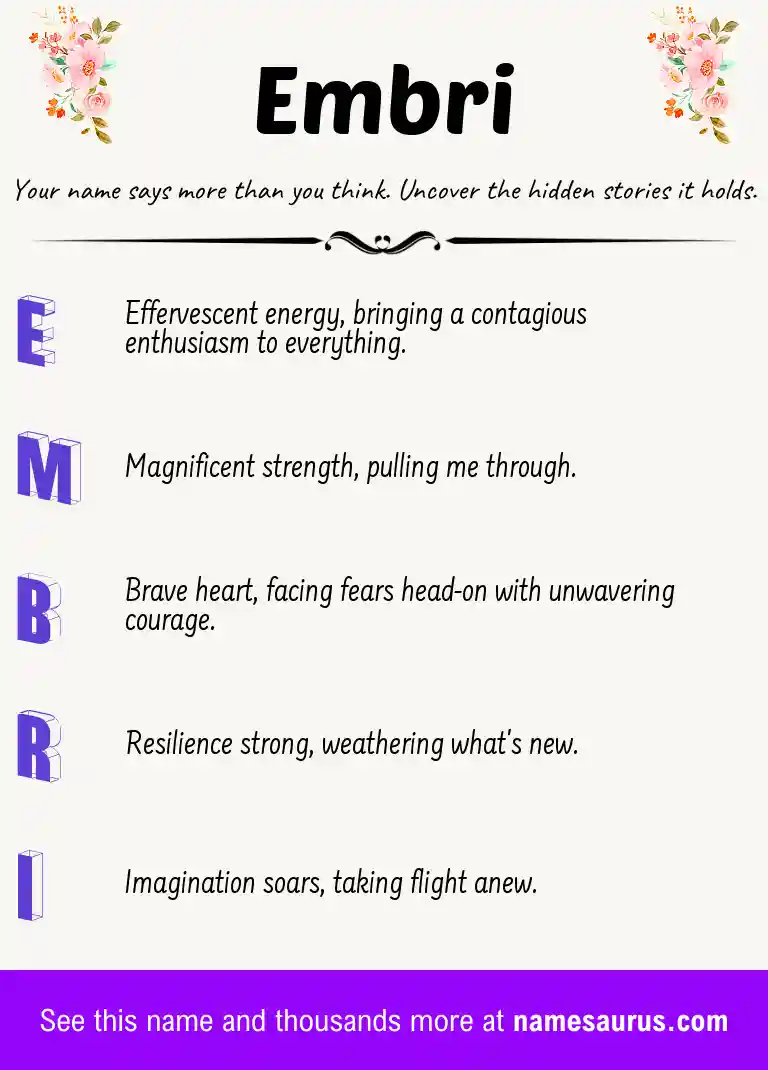 Acrostic poem about Embri.