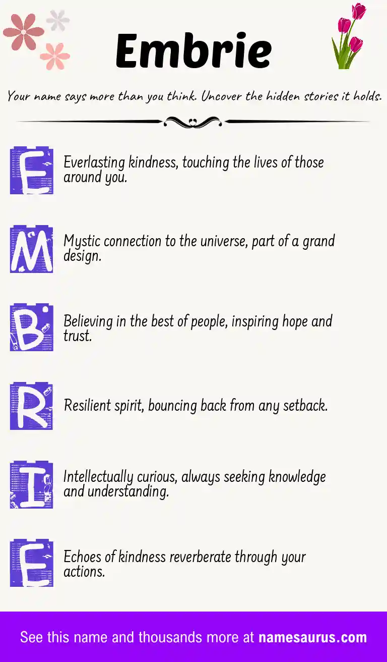 Acrostic poem about Embrie.