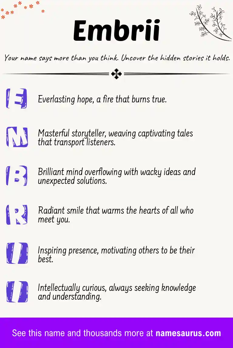 Acrostic poem about Embrii.
