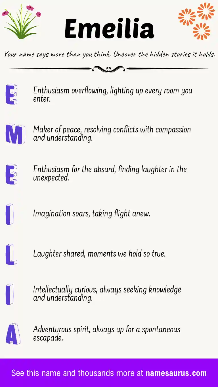 Acrostic poem about Emeilia.