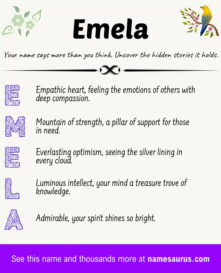 Acrostic poem about Emela.