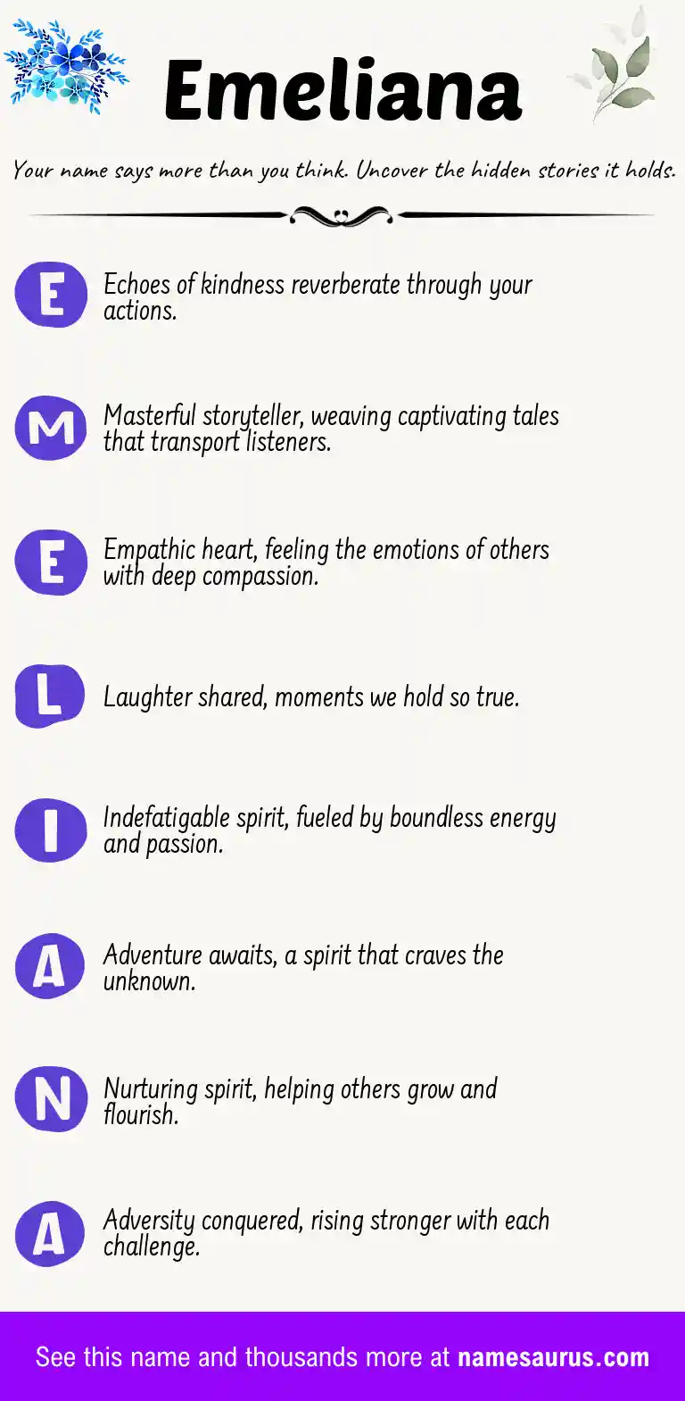Acrostic poem about Emeliana.