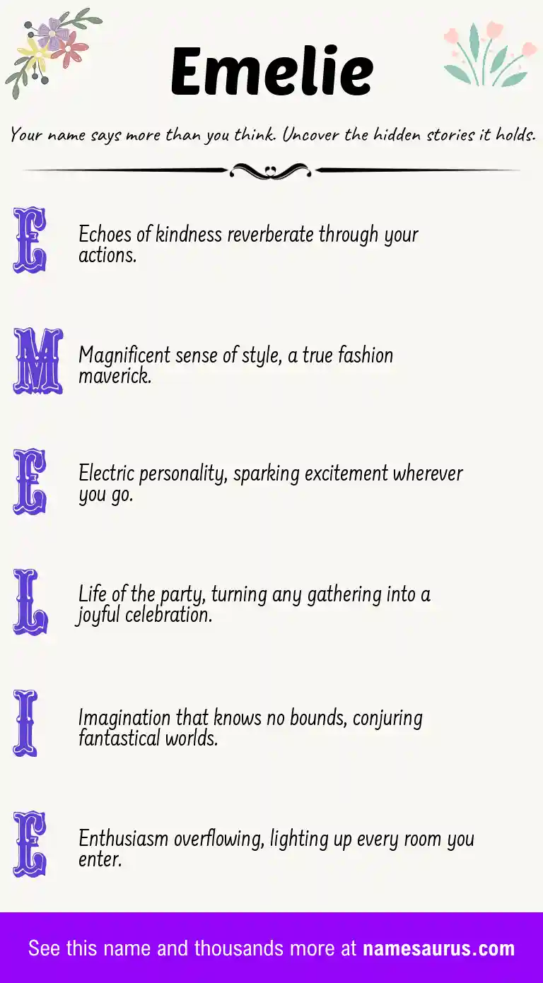 Acrostic poem about Emelie.