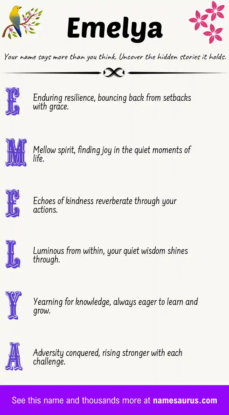 Acrostic poem about Emelya.