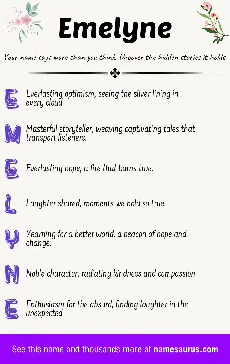 Acrostic poem about Emelyne.