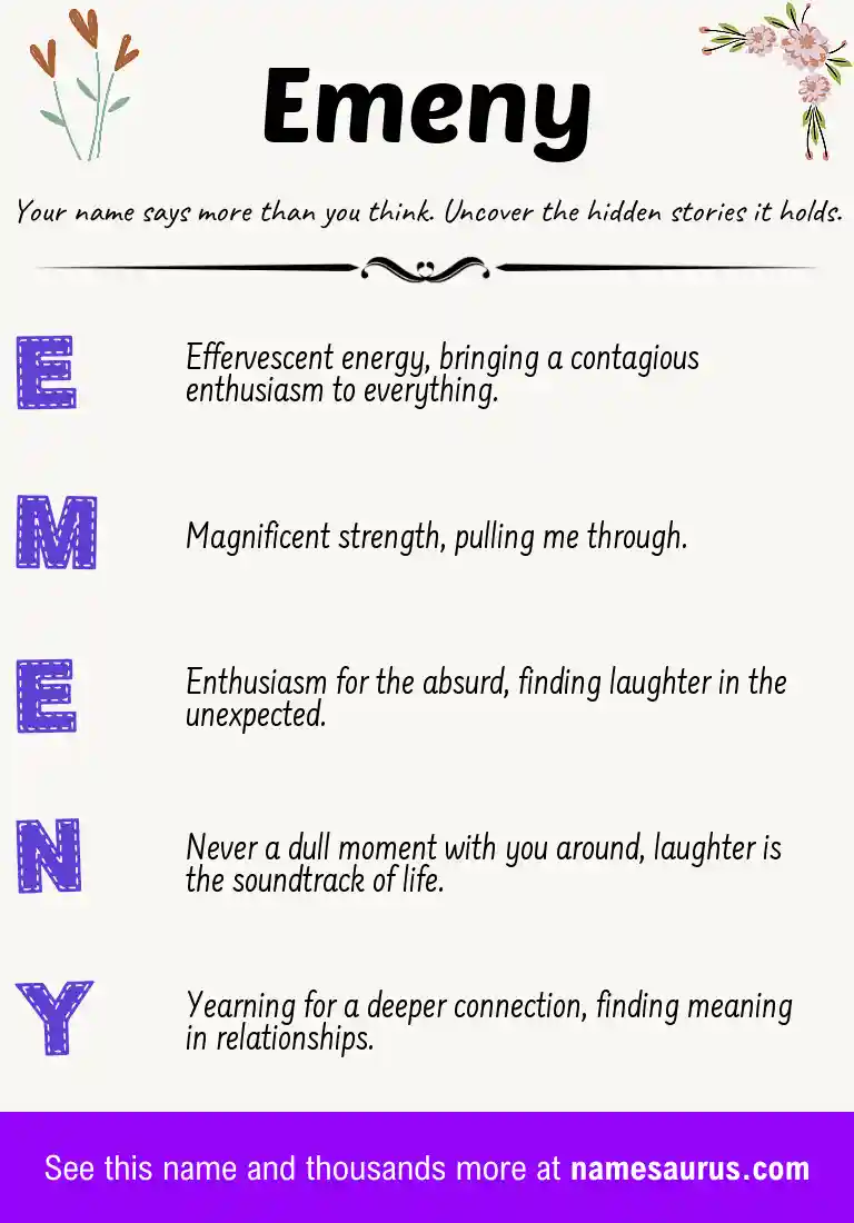 Acrostic poem about Emeny.