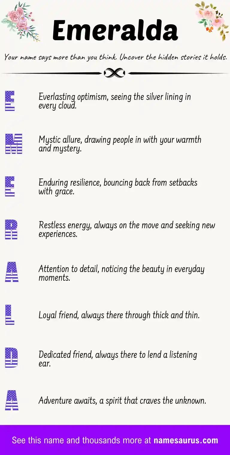 Acrostic poem about Emeralda.