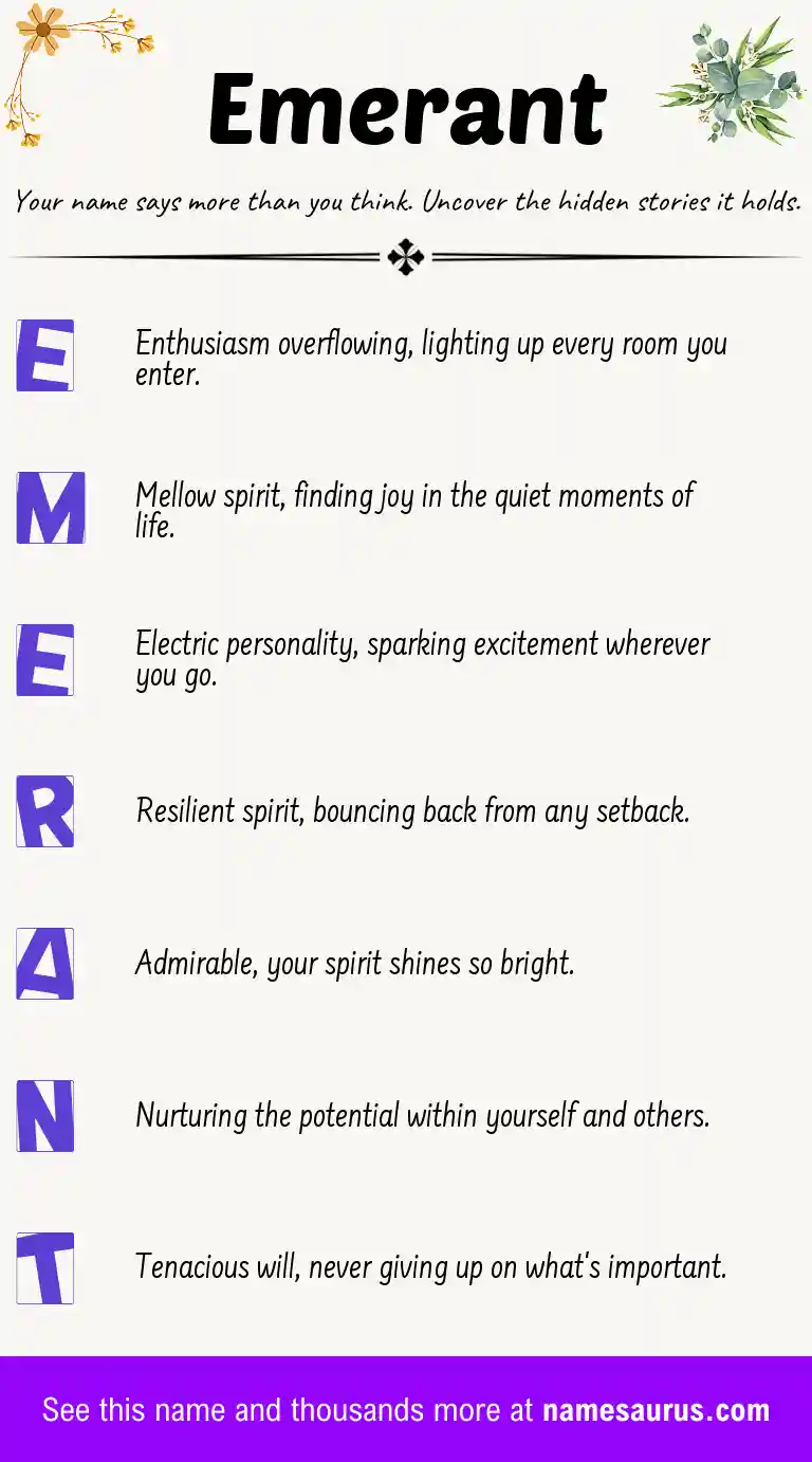 Acrostic poem about Emerant.