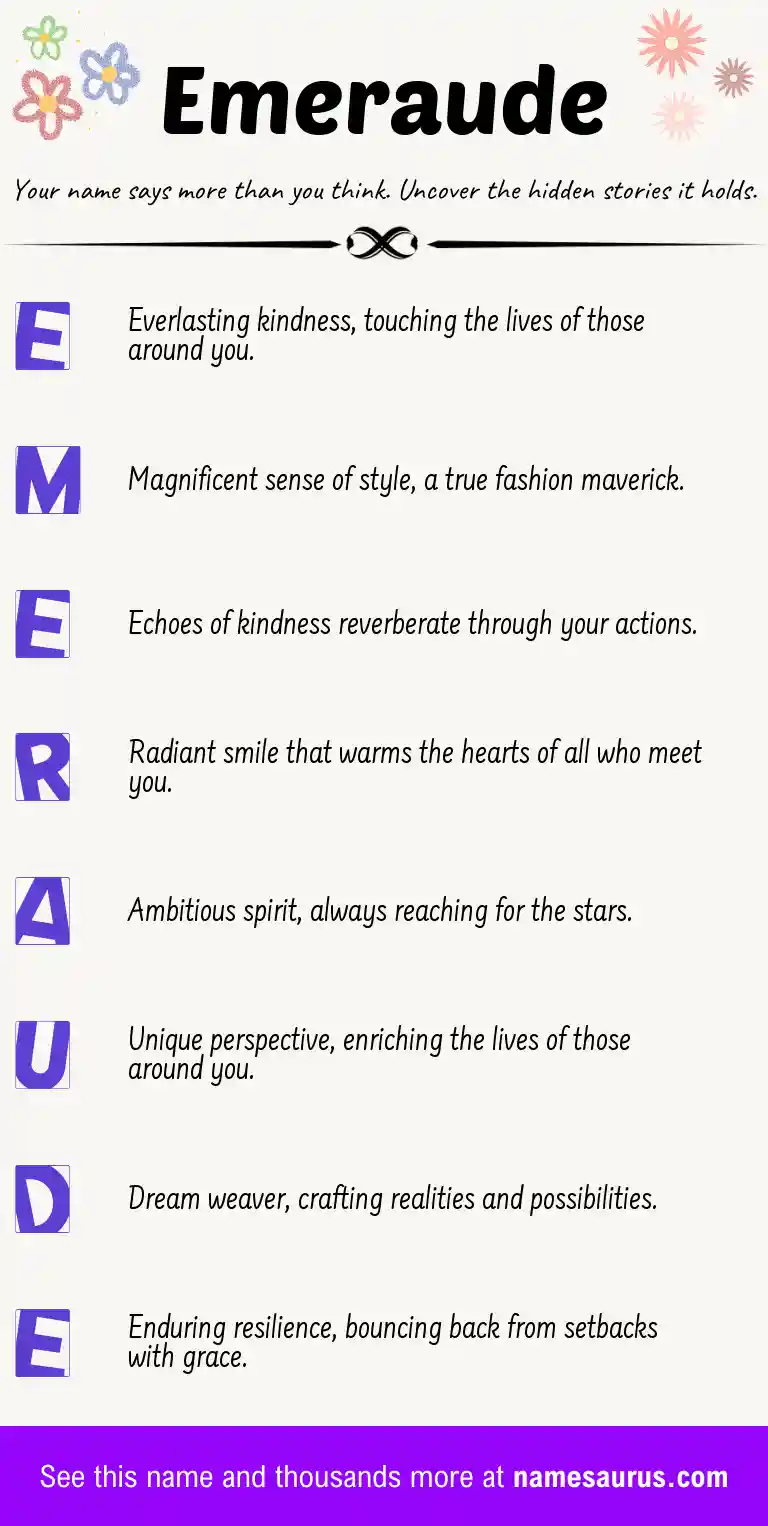 Acrostic poem about Emeraude.