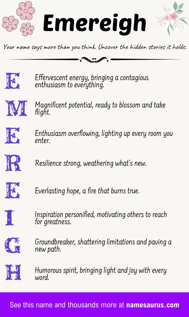 Acrostic poem about Emereigh.