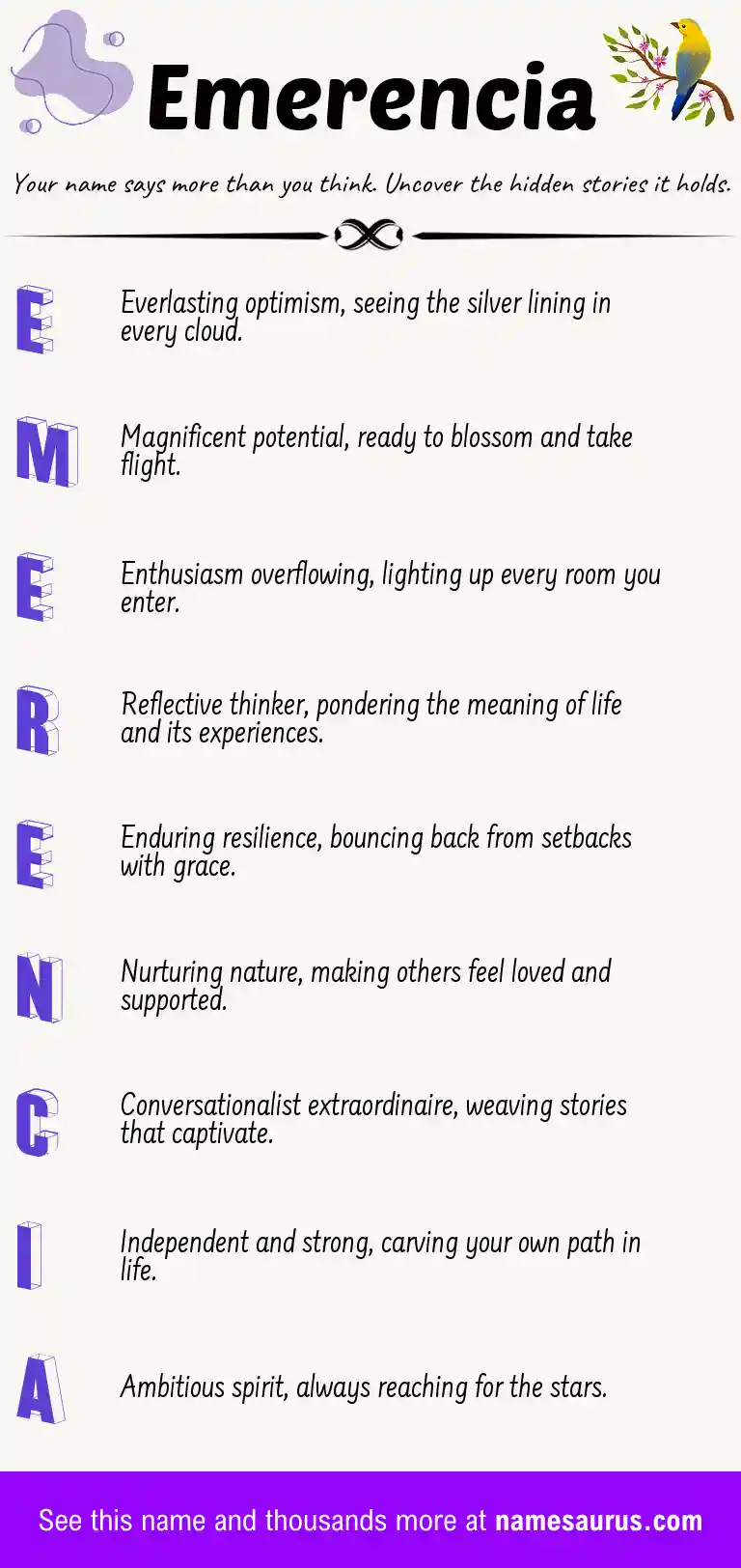 Acrostic poem about Emerencia.