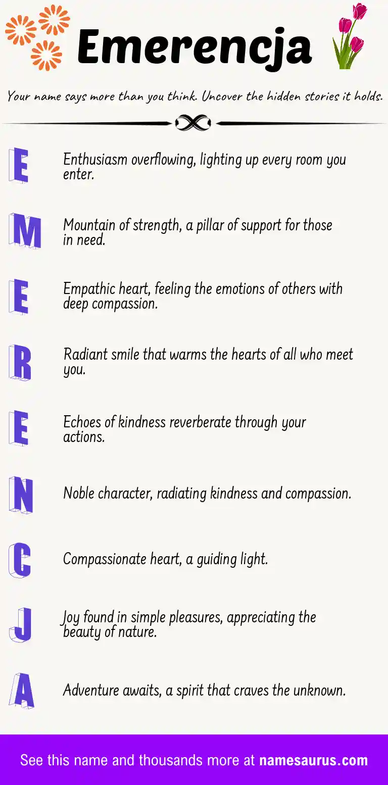 Acrostic poem about Emerencja.