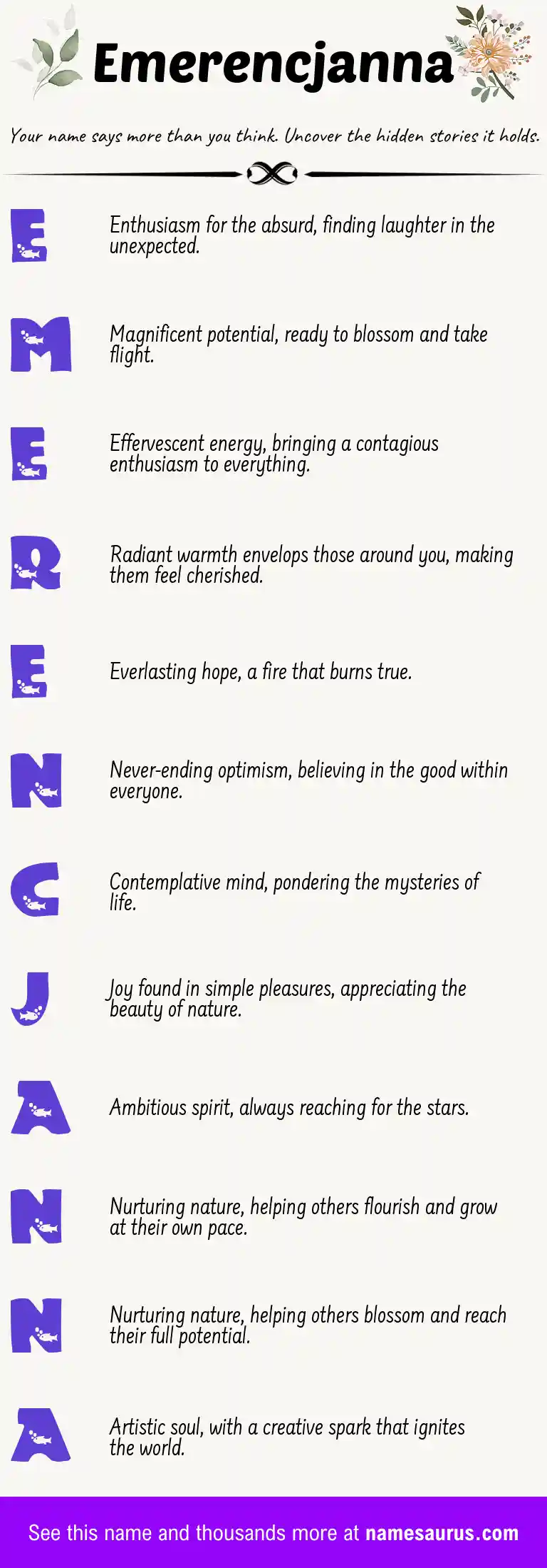 Acrostic poem about Emerencjanna.