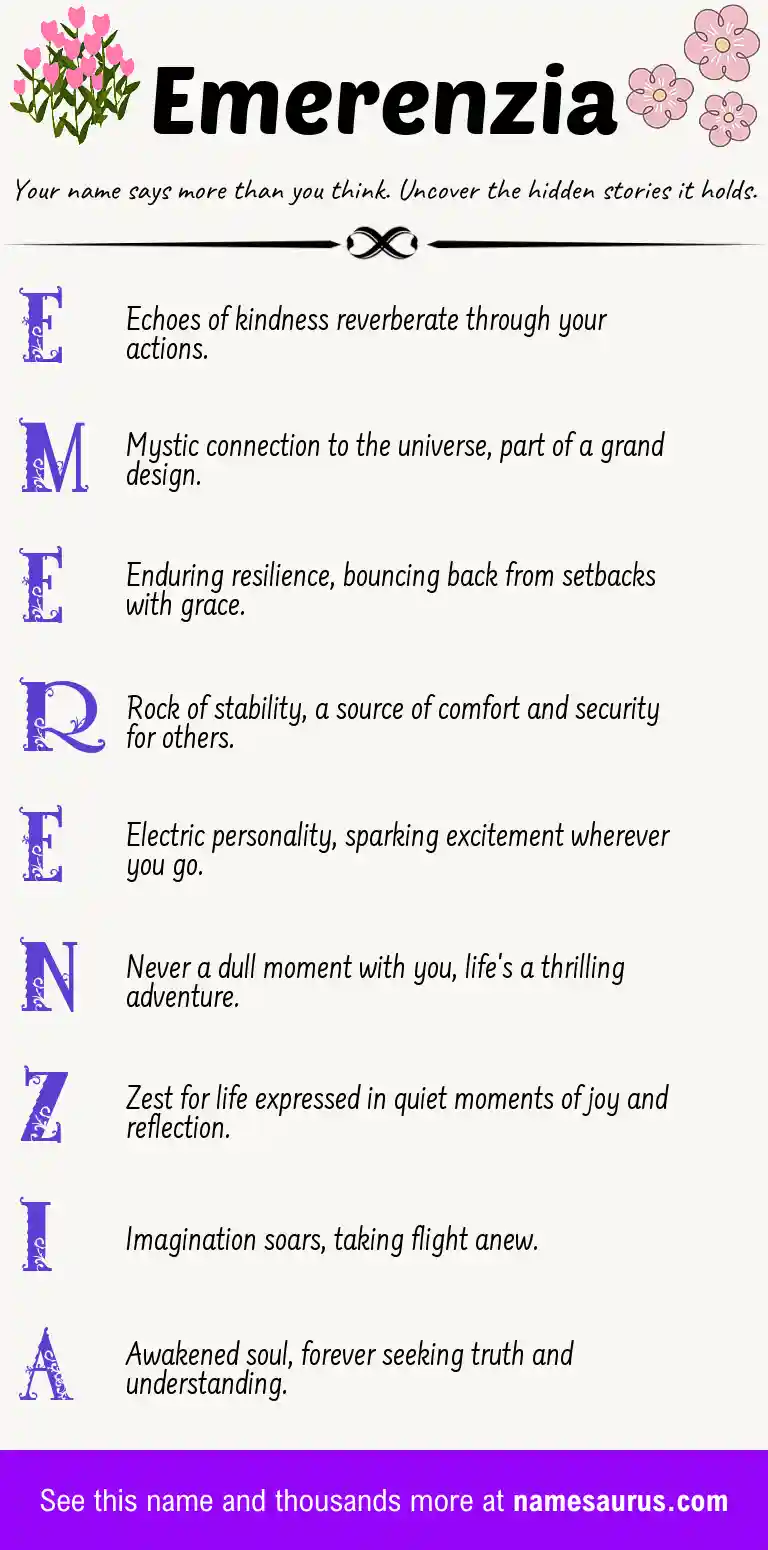 Acrostic poem about Emerenzia.