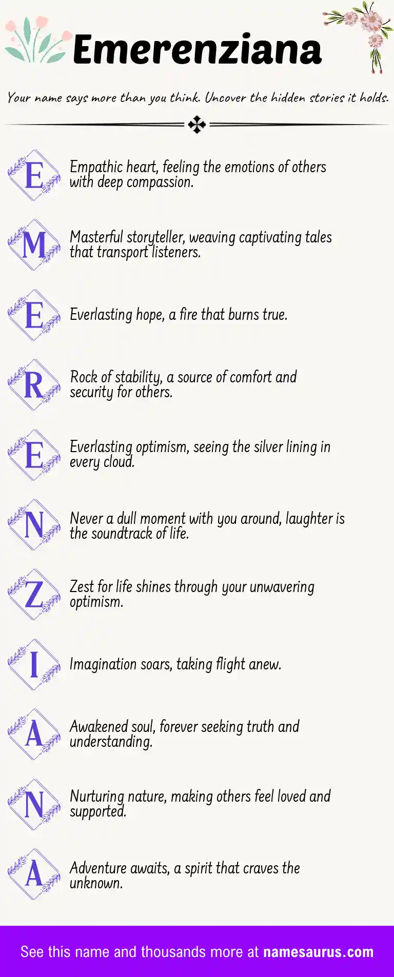 Acrostic poem about Emerenziana.