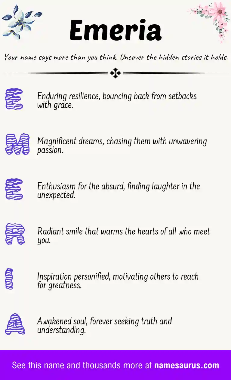 Acrostic poem about Emeria.