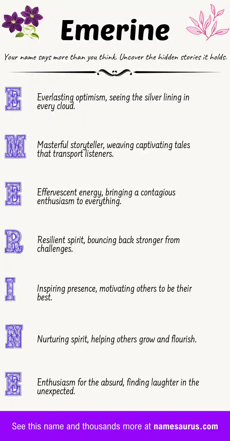 Acrostic poem about Emerine.