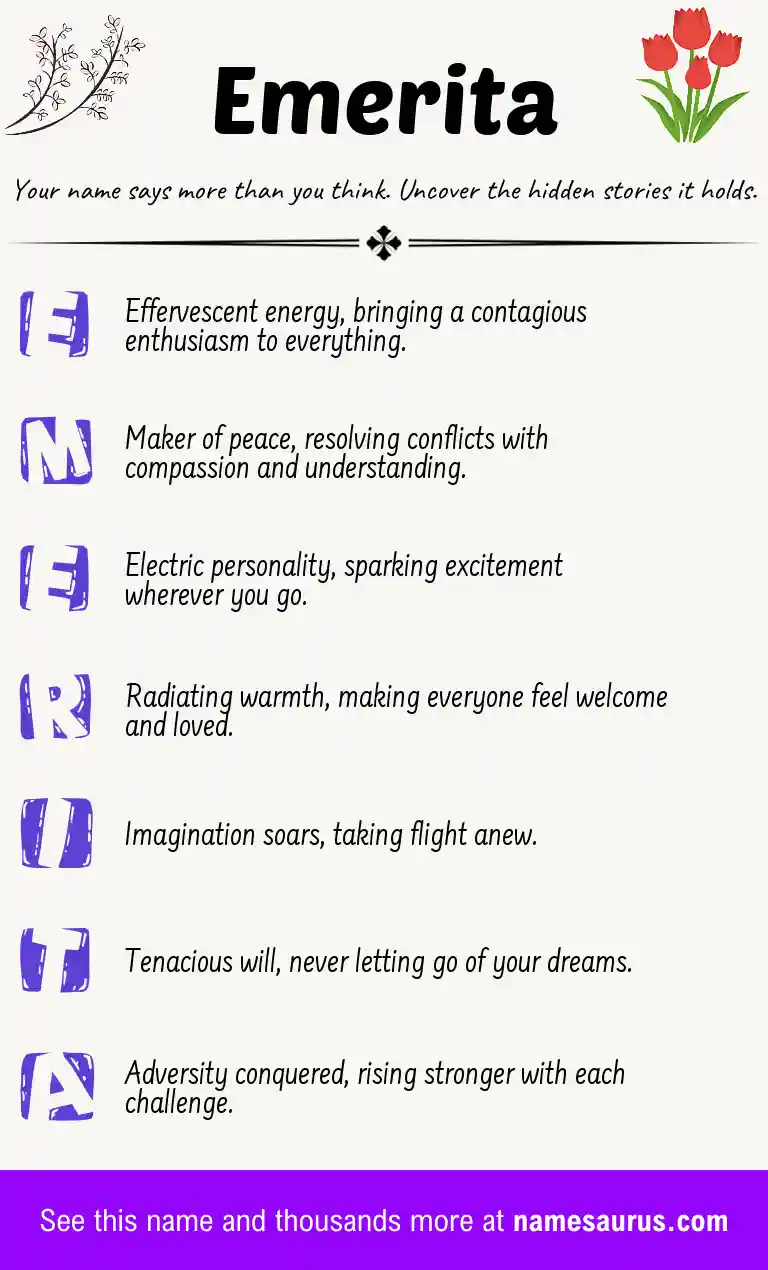 Acrostic poem about Emerita.