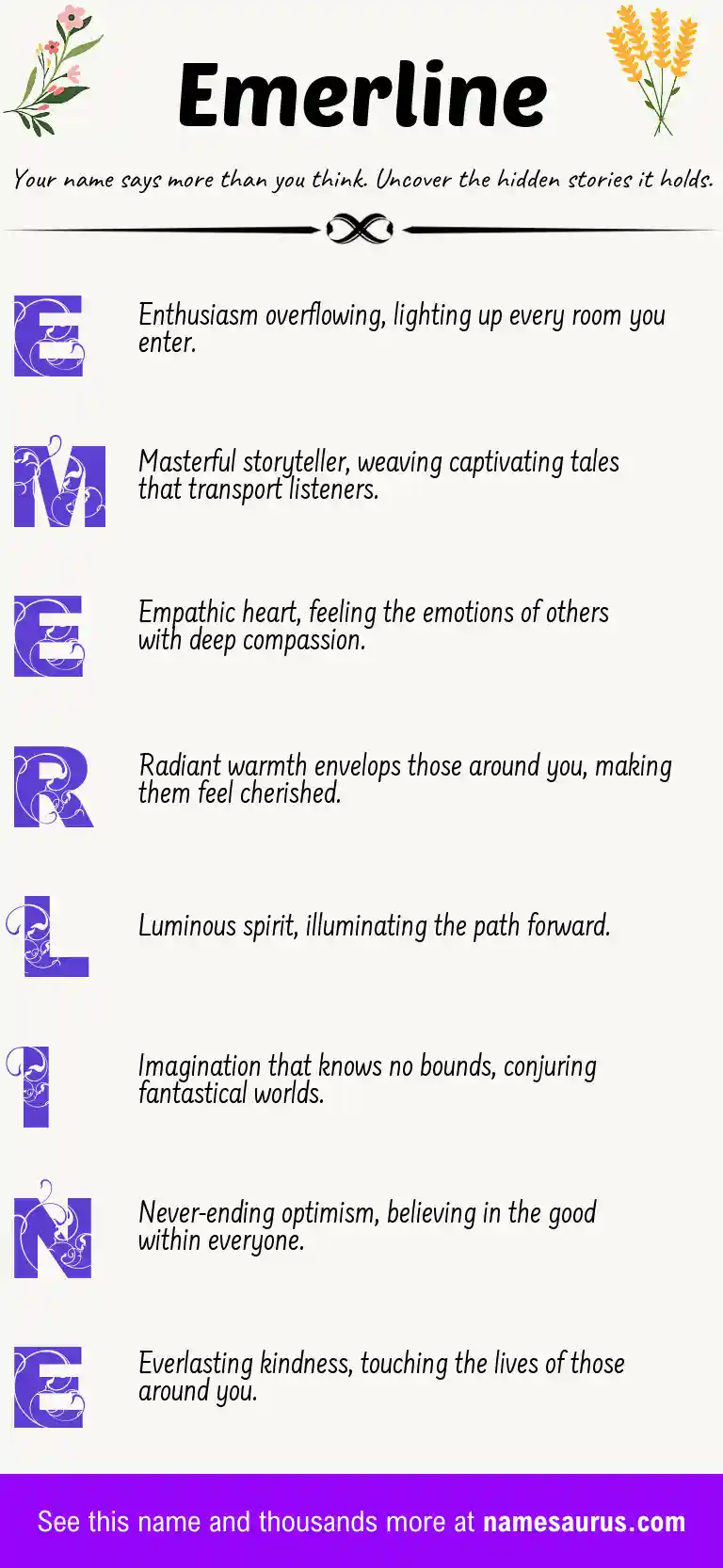 Acrostic poem about Emerline.