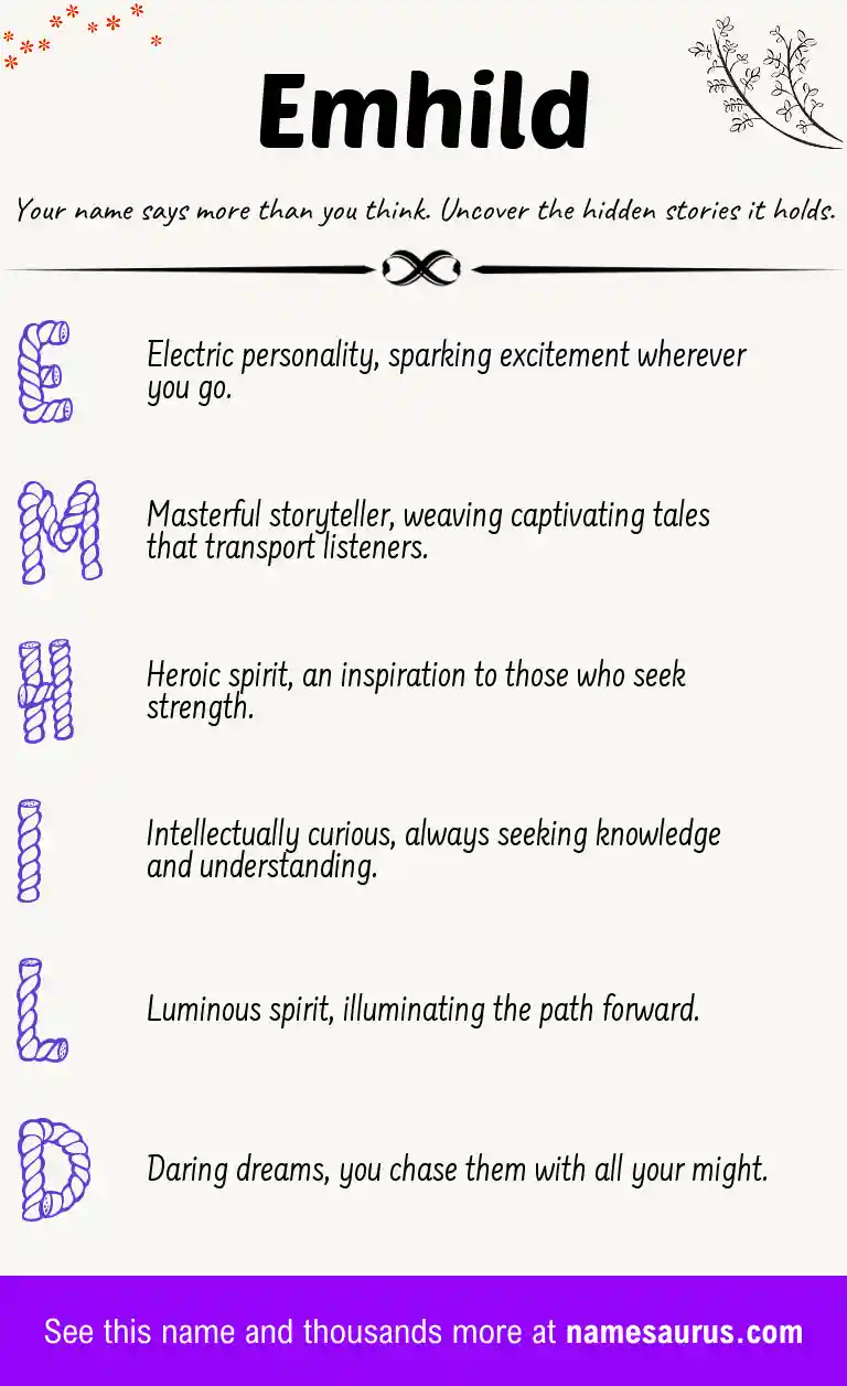 Acrostic poem about Emhild.
