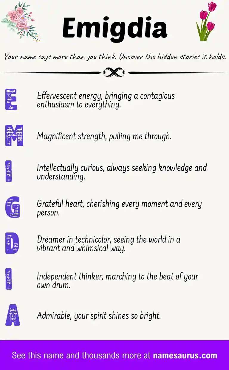 Acrostic poem about Emigdia.