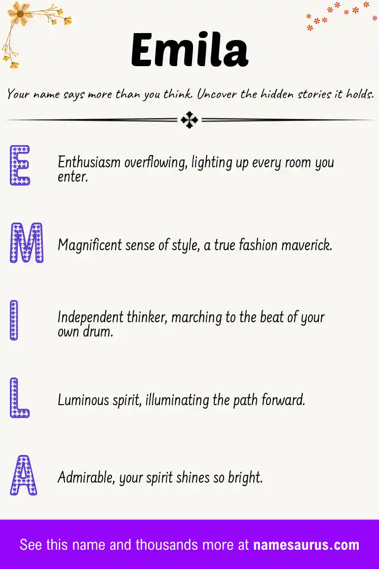 Acrostic poem about Emila.